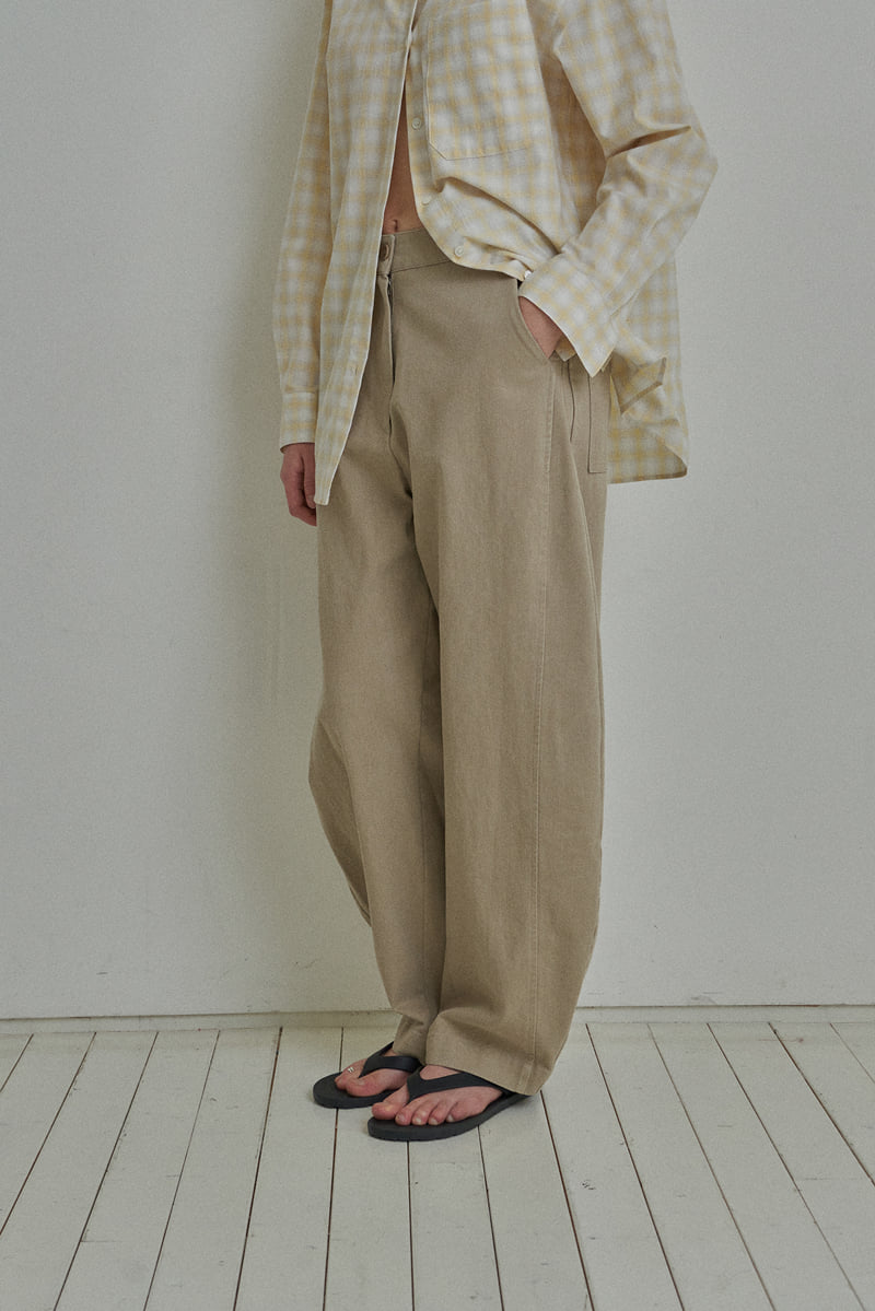 Reirai - Korean Women Fashion - #womensfashion - Cationic Curved Cotton Pants - 5