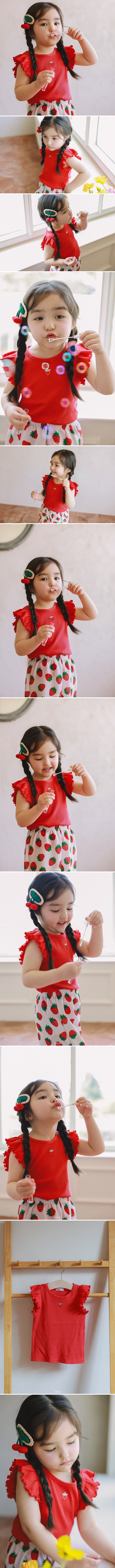 Rica - Korean Children Fashion - #prettylittlegirls - Strawberry Ribbed Tee