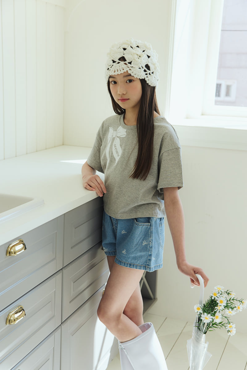 Sm2 - Korean Children Fashion - #Kfashion4kids - Printed Denim Shorts - 9