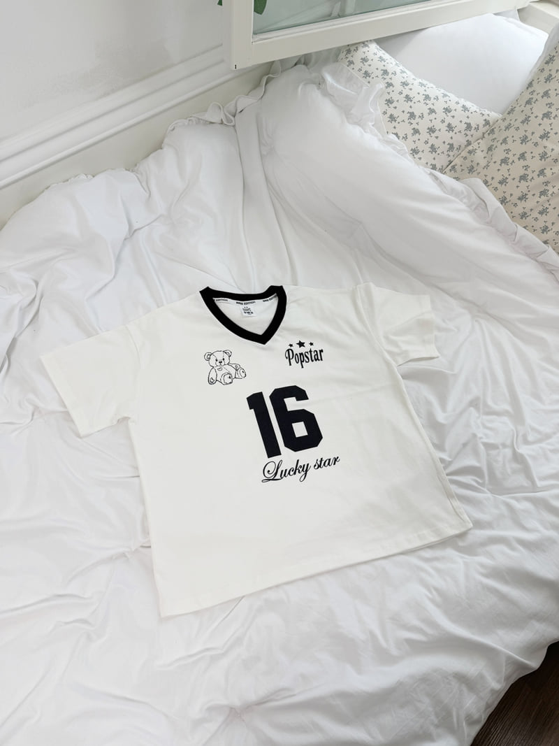 Sm2 - Korean Children Fashion - #childrensboutique - V-Neck Bear Tee - 3