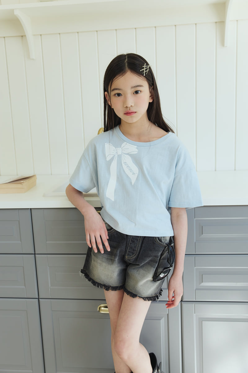 Sm2 - Korean Children Fashion - #childrensboutique - Ribbon Half Crop Tee