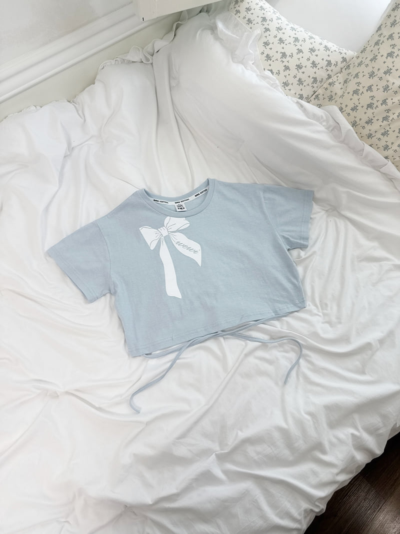 Sm2 - Korean Children Fashion - #discoveringself - Ribbon Half Crop Tee - 3