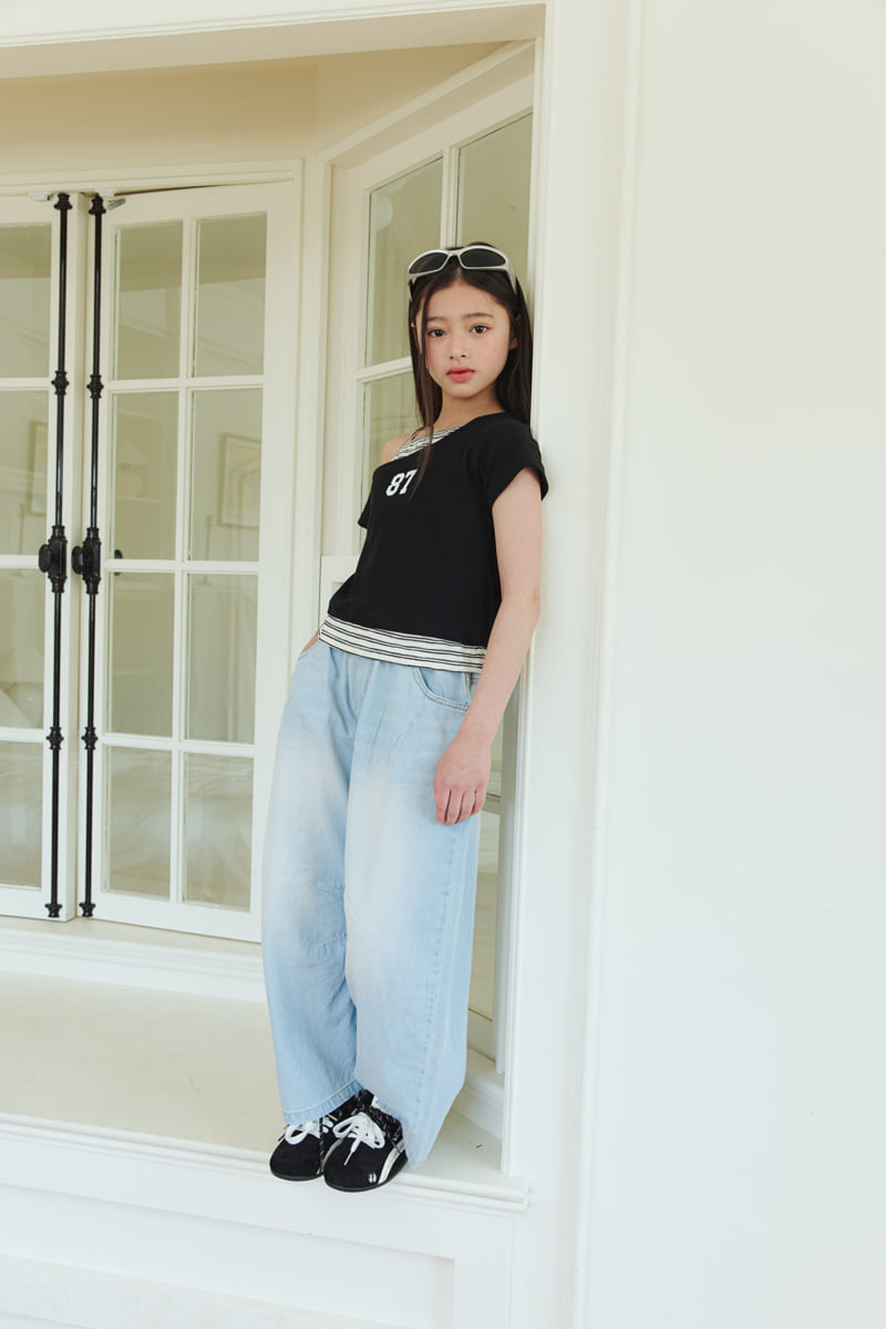Sm2 - Korean Children Fashion - #fashionkids - Dart Balloon Denim Pants - 7