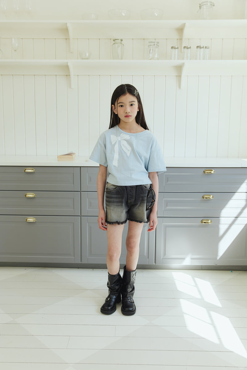 Sm2 - Korean Children Fashion - #kidsshorts - Ribbon Half Crop Tee - 5