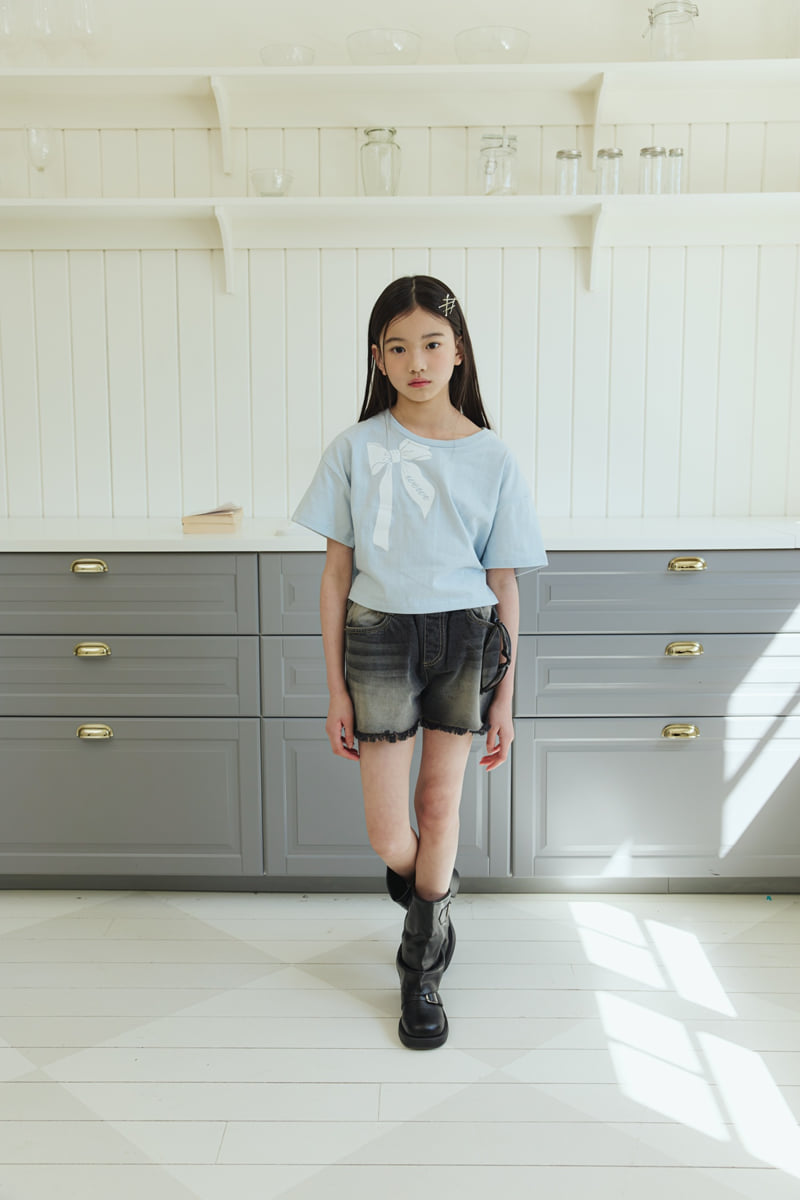 Sm2 - Korean Children Fashion - #kidsstore - Ribbon Half Crop Tee - 6