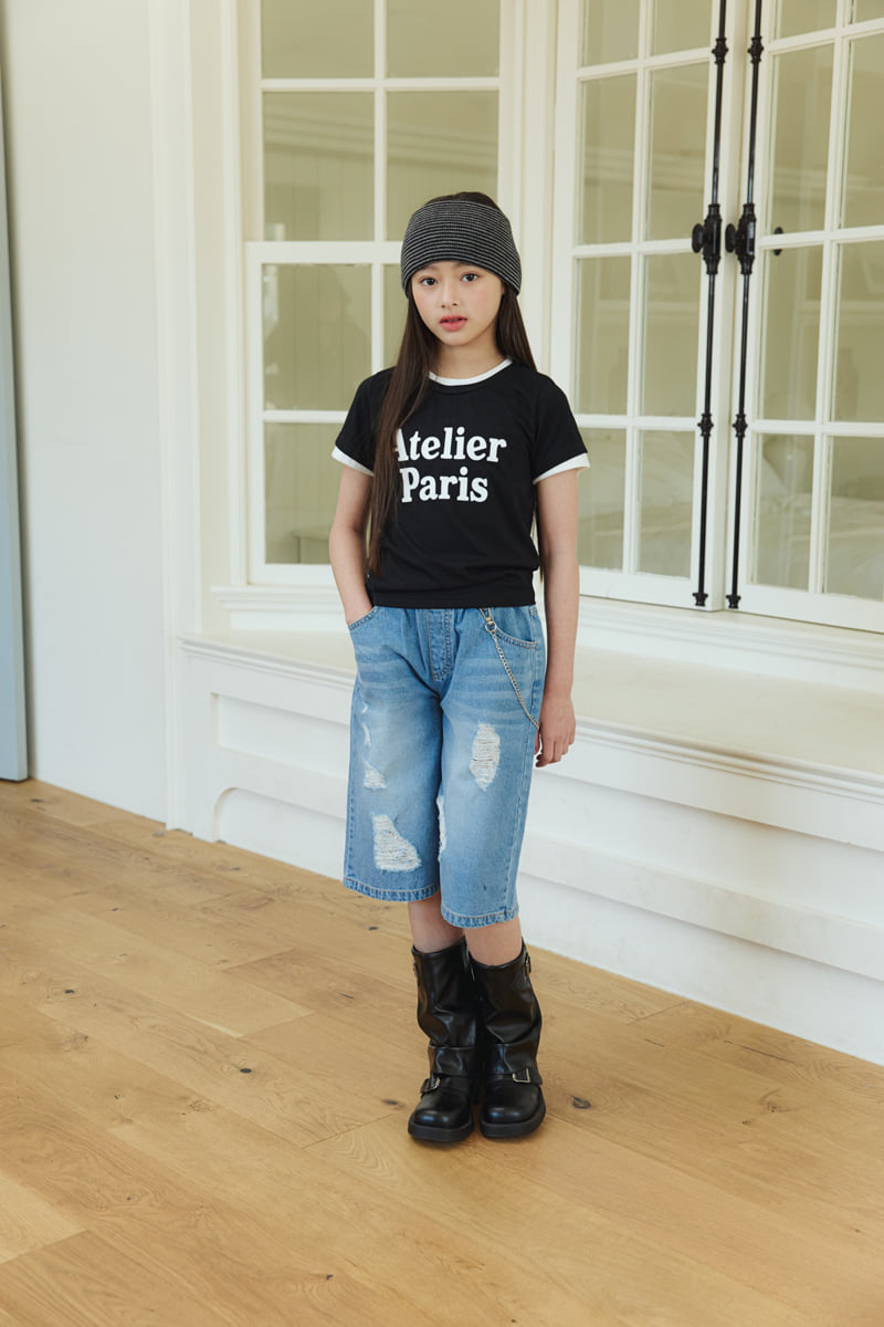 Sm2 - Korean Children Fashion - #littlefashionista - Vintage Bermuda Denim Pants - 3