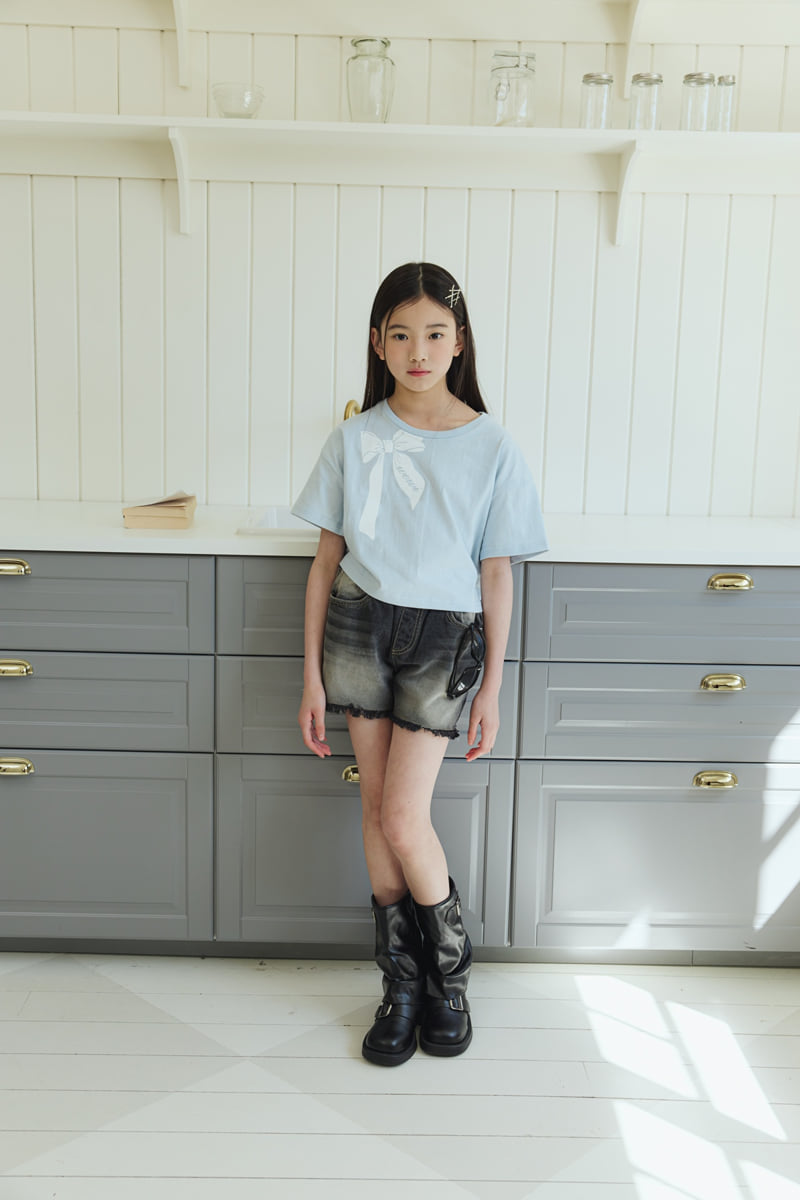 Sm2 - Korean Children Fashion - #prettylittlegirls - Cut Denim Shorts - 12