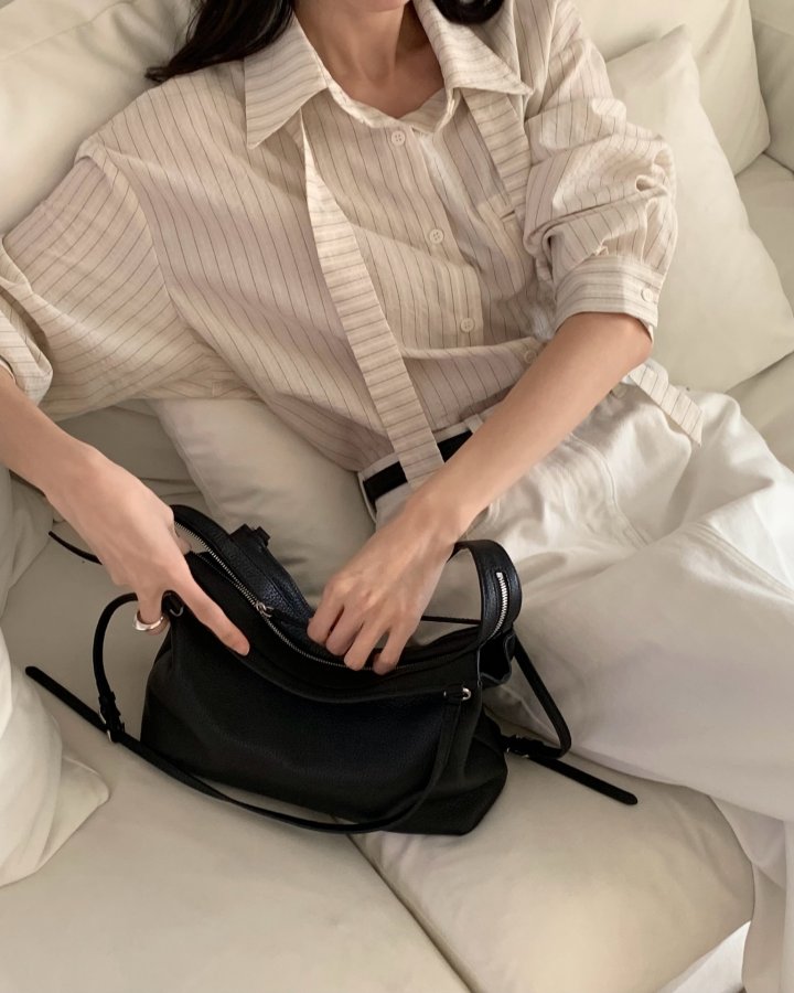 Something Else - Korean Women Fashion - #momslook - Ale Tie Stripe Shirt - 12
