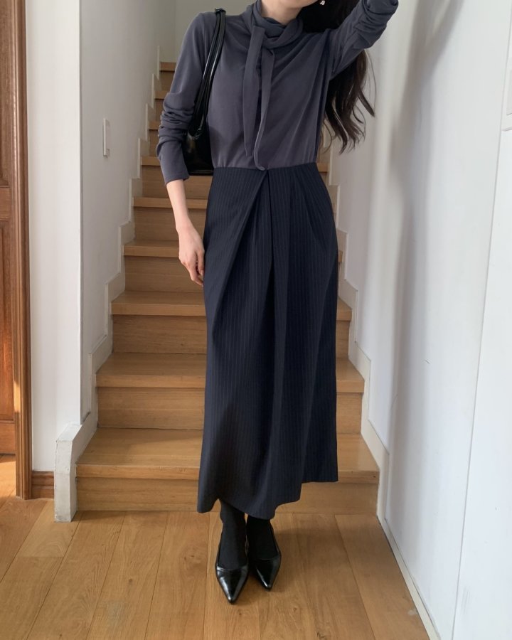 Something Else - Korean Women Fashion - #momslook - Meringue Scarf Shirring Tee - 7
