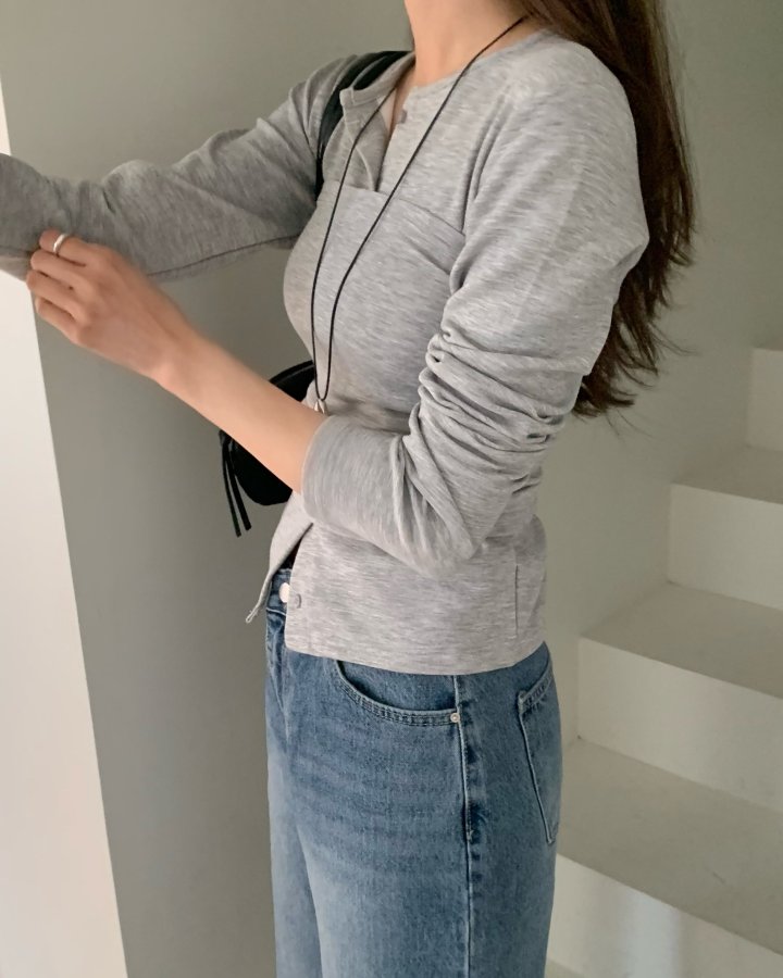 Something Else - Korean Women Fashion - #momslook - Dof Top Cardigan Set