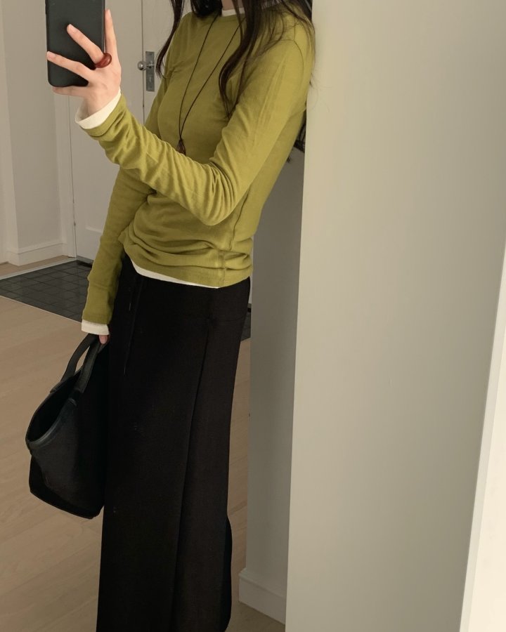 Something Else - Korean Women Fashion - #momslook - Tove Sheer Ribbed Tee - 11