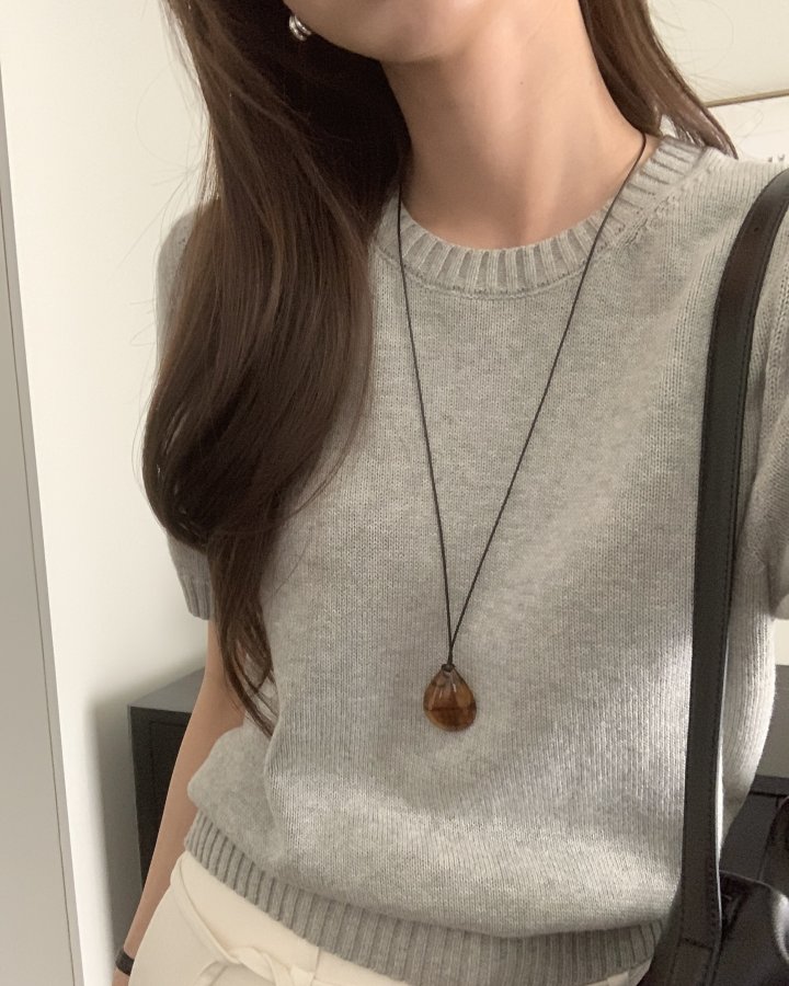 Something Else - Korean Women Fashion - #momslook - Eddie Cotton Short Sleeve Knit