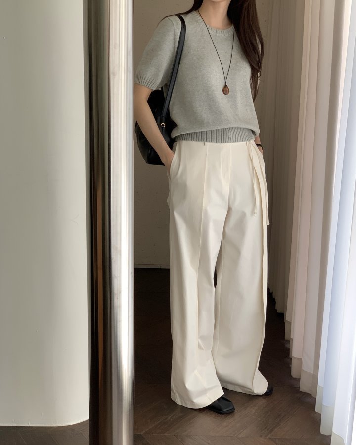 Something Else - Korean Women Fashion - #momslook - Eddie Cotton Short Sleeve Knit - 5
