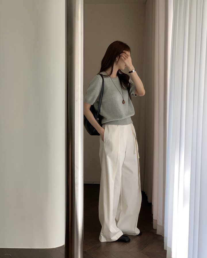 Something Else - Korean Women Fashion - #momslook - Eddie Cotton Short Sleeve Knit - 7