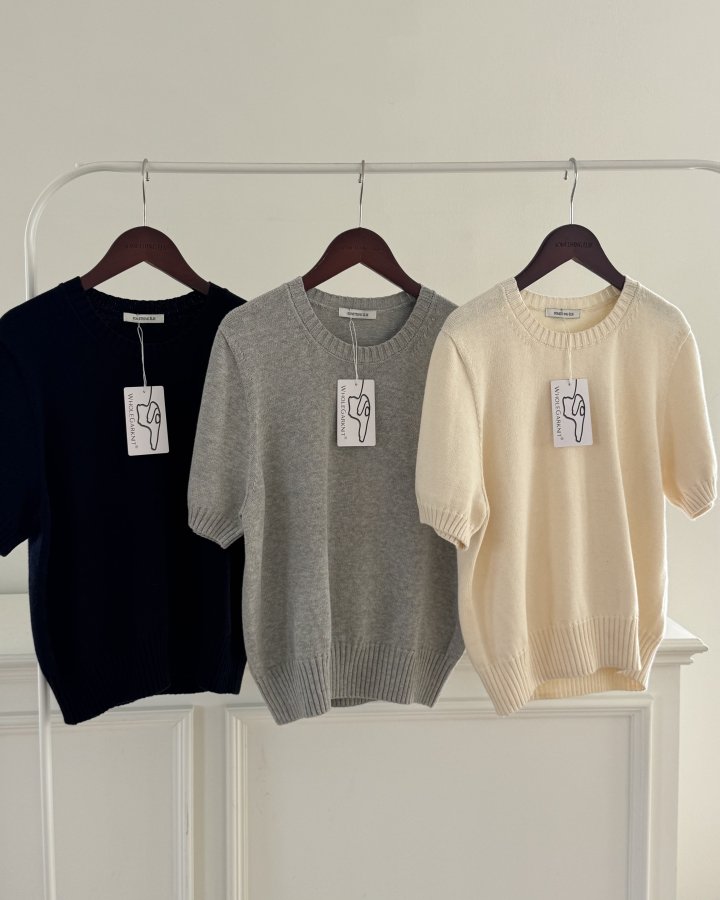 Something Else - Korean Women Fashion - #momslook - Eddie Cotton Short Sleeve Knit - 9