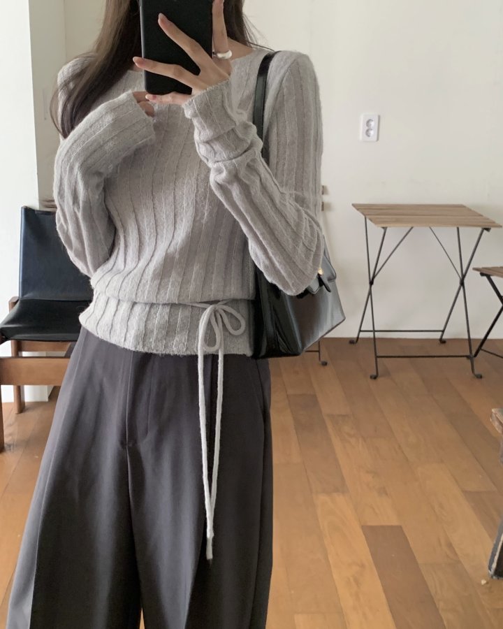 Something Else - Korean Women Fashion - #momslook - Odd Mohair String Knit