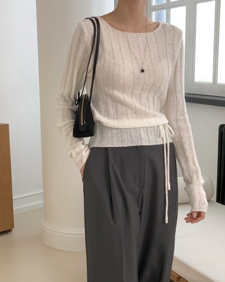 Something Else - Korean Women Fashion - #momslook - Odd Mohair String Knit - 9