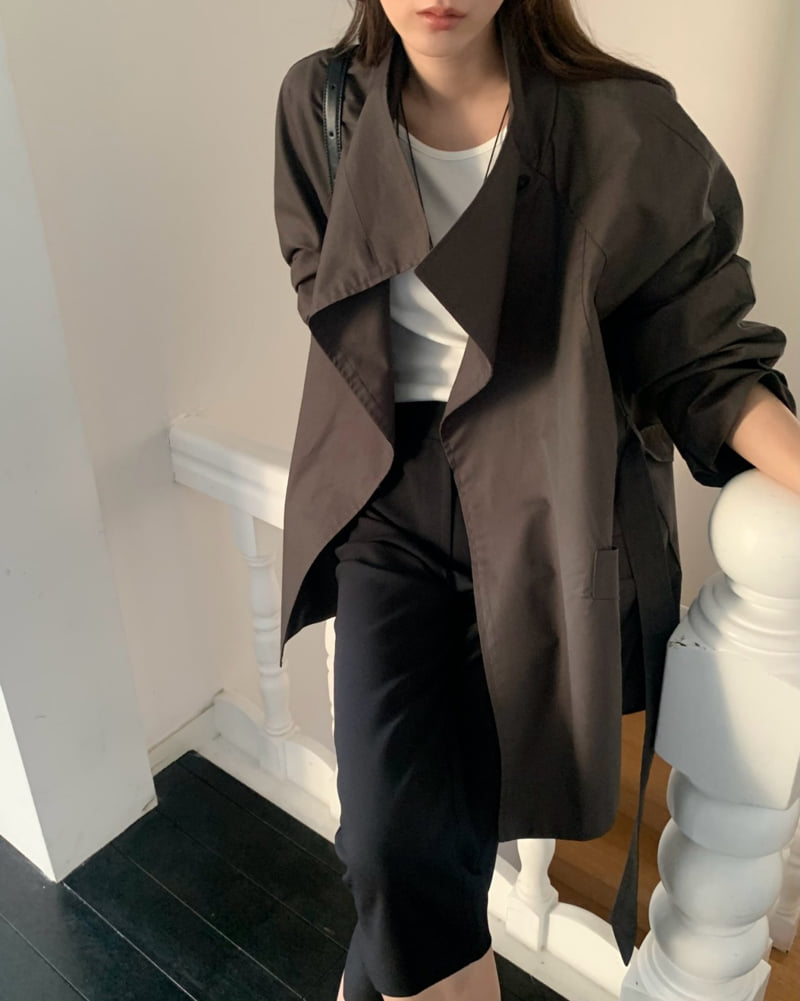 Something Else - Korean Women Fashion - #momslook - Leaf Field Trench Coat - 10