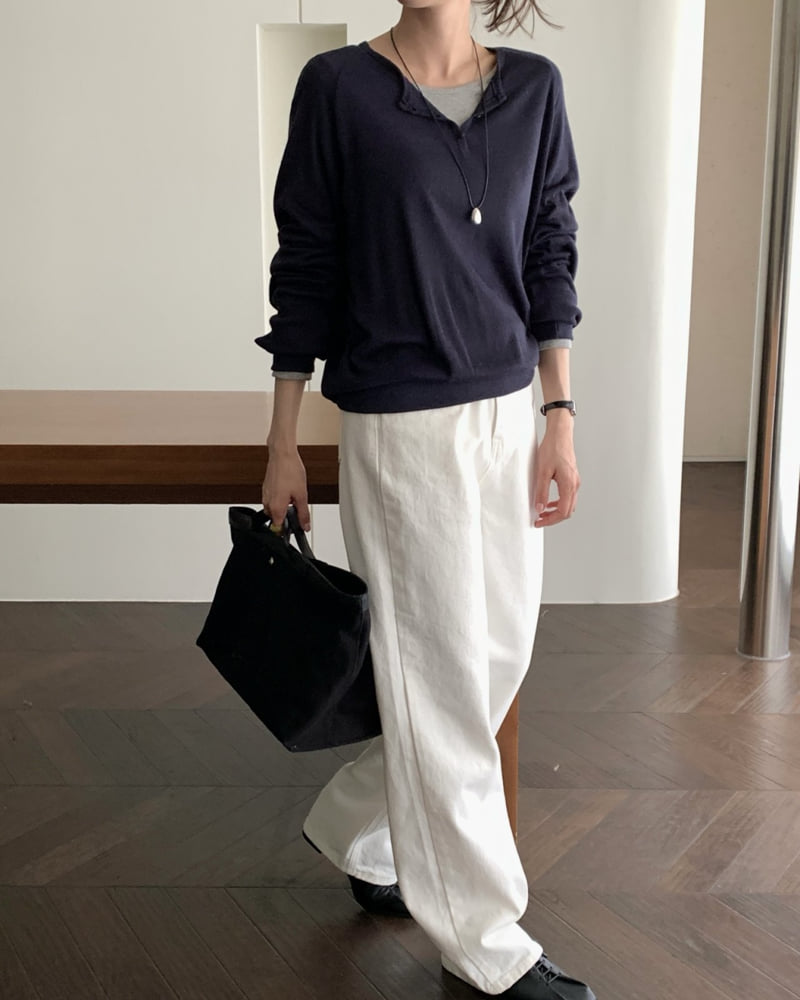 Something Else - Korean Women Fashion - #momslook - Senz Waffle Sweatshirt - 6
