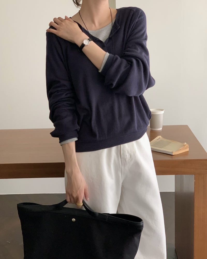 Something Else - Korean Women Fashion - #momslook - Senz Waffle Sweatshirt - 8