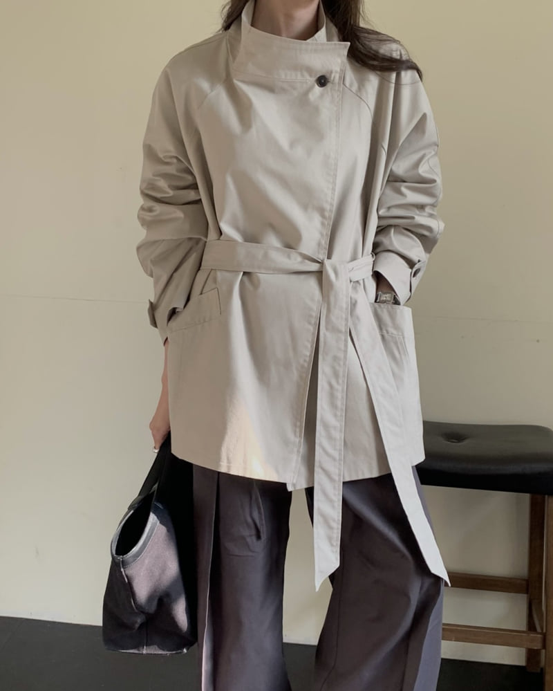 Something Else - Korean Women Fashion - #vintagekidsstyle - Leaf Field Trench Coat - 4