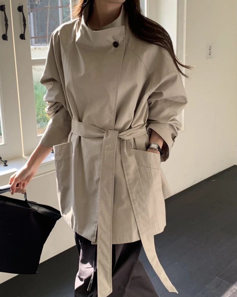 Something Else - Korean Women Fashion - #romanticstyle - Leaf Field Trench Coat - 6
