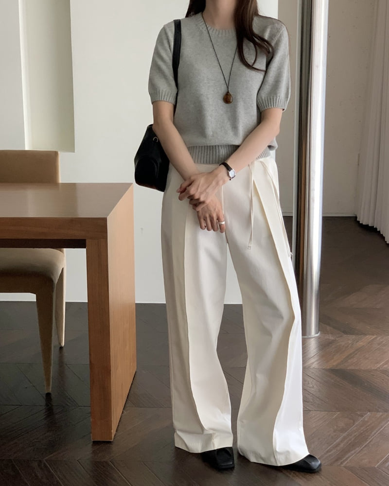 Something Else - Korean Women Fashion - #romanticstyle - Chemi Cotton Wide Pants - 3