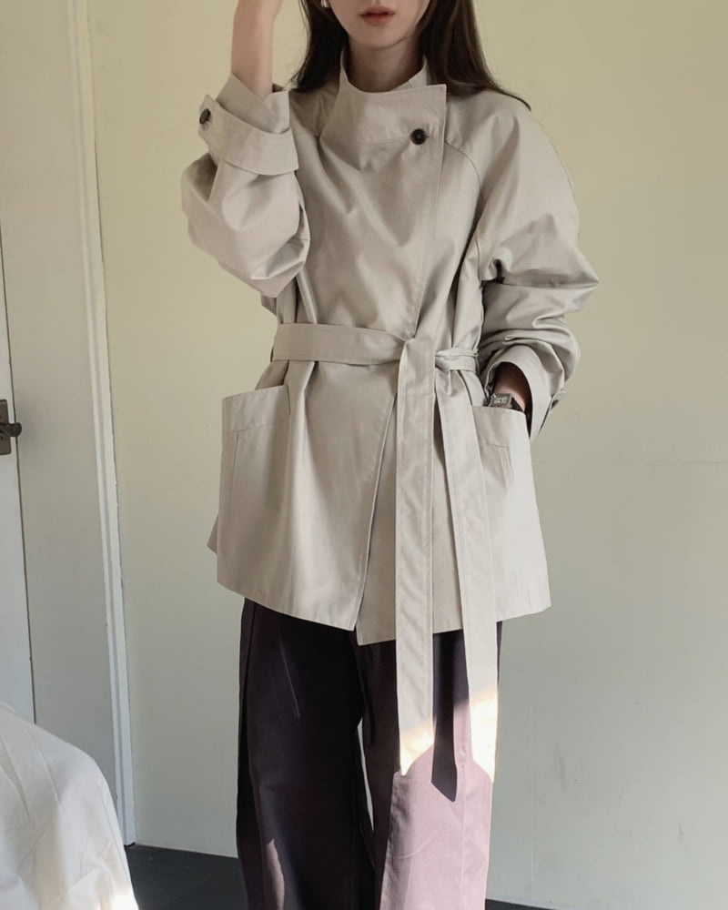 Something Else - Korean Women Fashion - #shopsmall - Leaf Field Trench Coat - 7