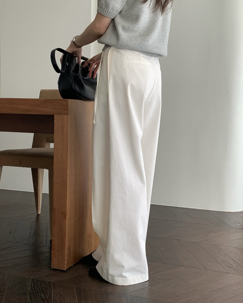 Something Else - Korean Women Fashion - #romanticstyle - Chemi Cotton Wide Pants - 4