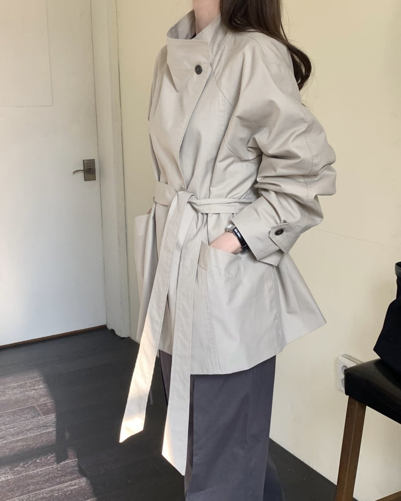 Something Else - Korean Women Fashion - #thatsdarling - Leaf Field Trench Coat - 8