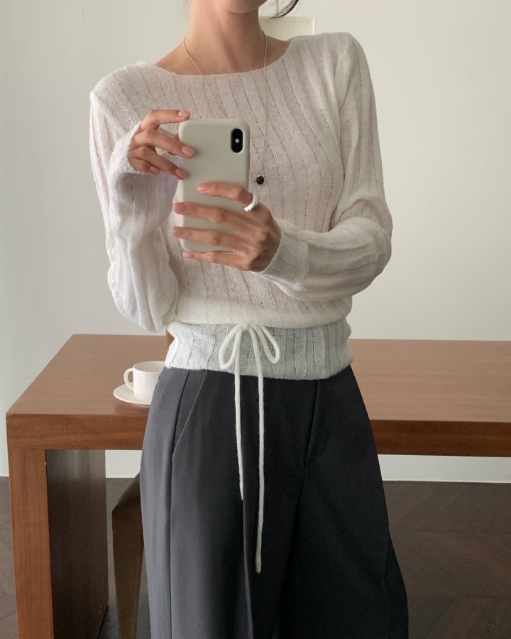 Something Else - Korean Women Fashion - #vintageinspired - Odd Mohair String Knit - 11