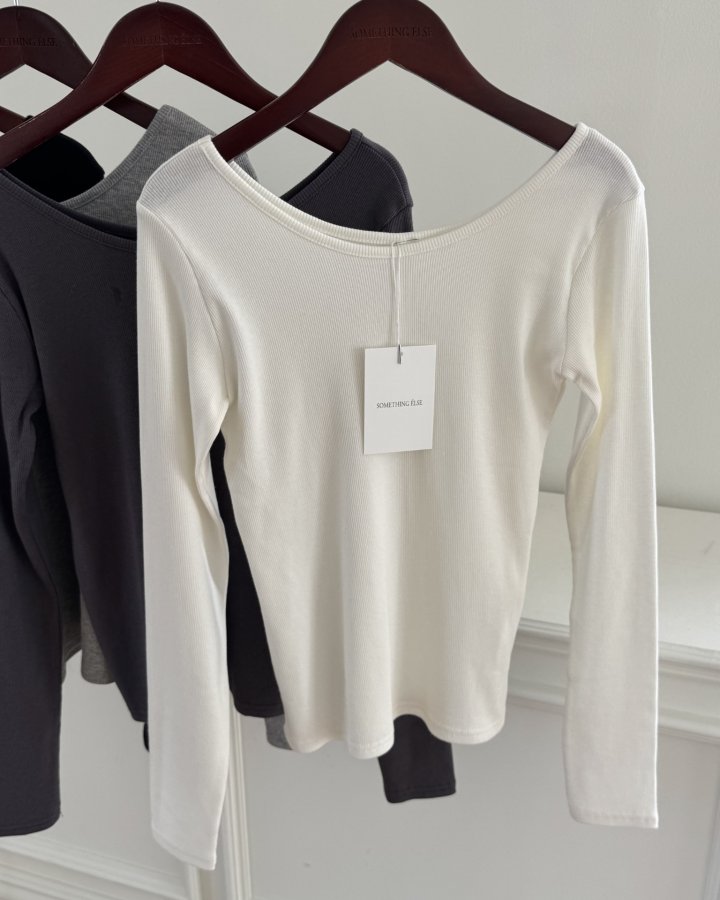 Something Else - Korean Women Fashion - #vintageinspired - Salt Ribbed U-Neck Tee - 10