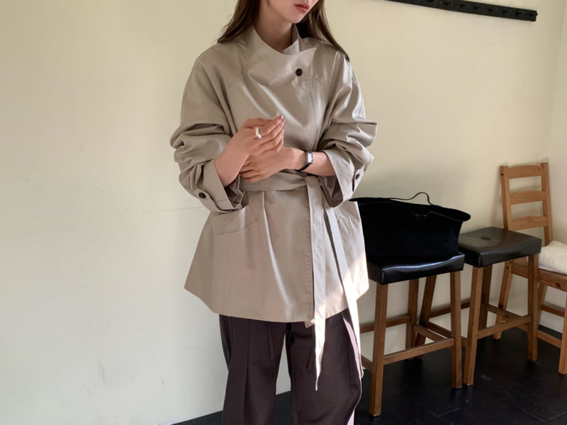 Something Else - Korean Women Fashion - #vintageinspired - Leaf Field Trench Coat - 2