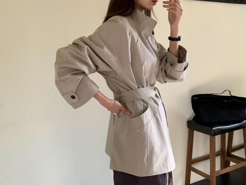 Something Else - Korean Women Fashion - #vintagekidsstyle - Leaf Field Trench Coat - 3