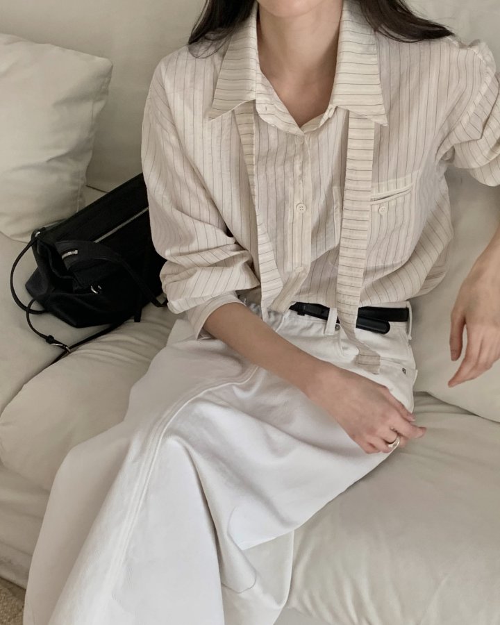 Something Else - Korean Women Fashion - #womensfashion - Ale Tie Stripe Shirt - 11