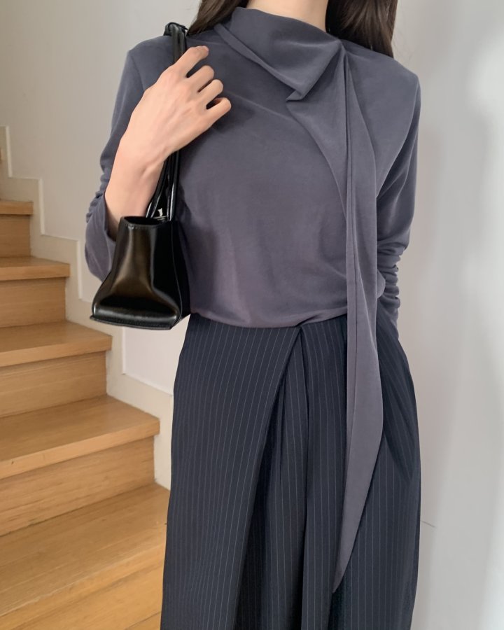 Something Else - Korean Women Fashion - #womensfashion - Meringue Scarf Shirring Tee - 6