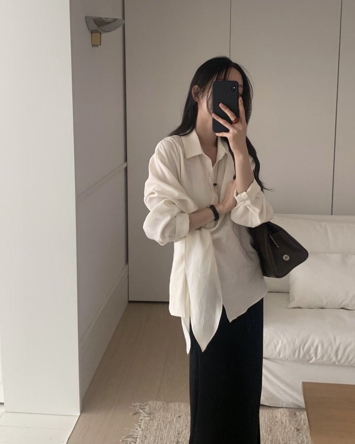 Something Else - Korean Women Fashion - #womensfashion - Brin Placket Wrap Shirt - 11