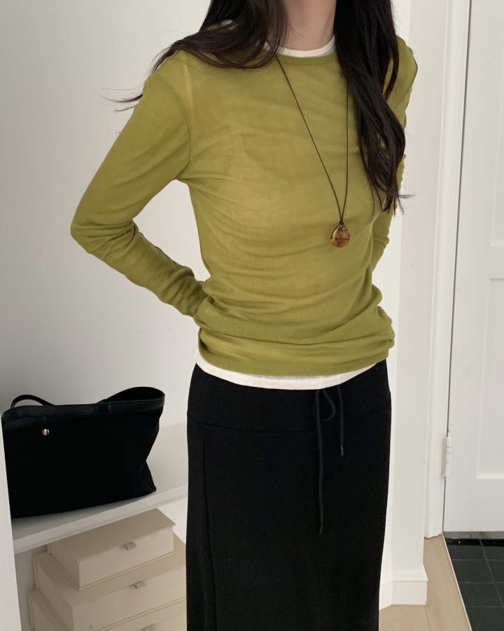 Something Else - Korean Women Fashion - #womensfashion - Tove Sheer Ribbed Tee - 10