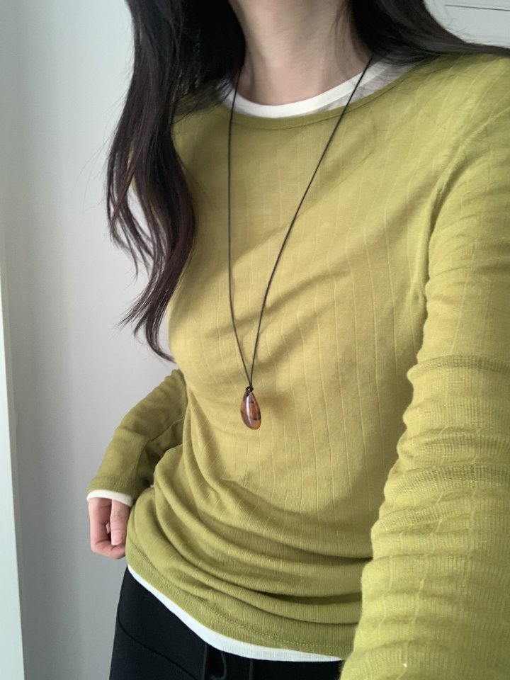 Something Else - Korean Women Fashion - #womensfashion - Tove Sheer Ribbed Tee - 8
