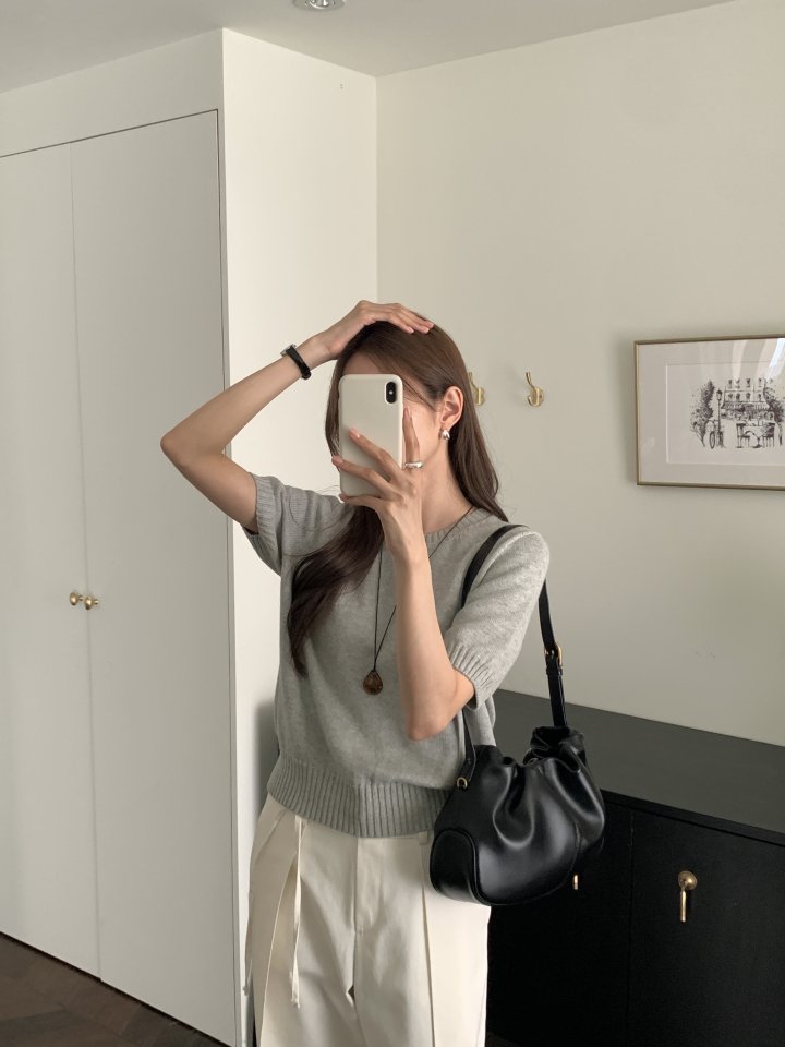 Something Else - Korean Women Fashion - #womensfashion - Eddie Cotton Short Sleeve Knit - 2