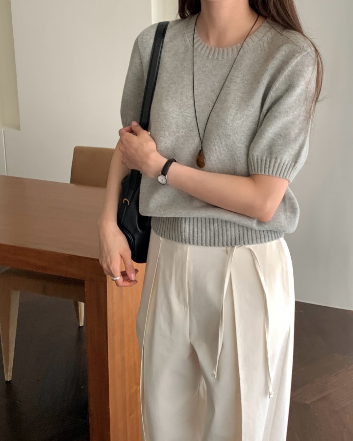 Something Else - Korean Women Fashion - #womensfashion - Eddie Cotton Short Sleeve Knit - 6