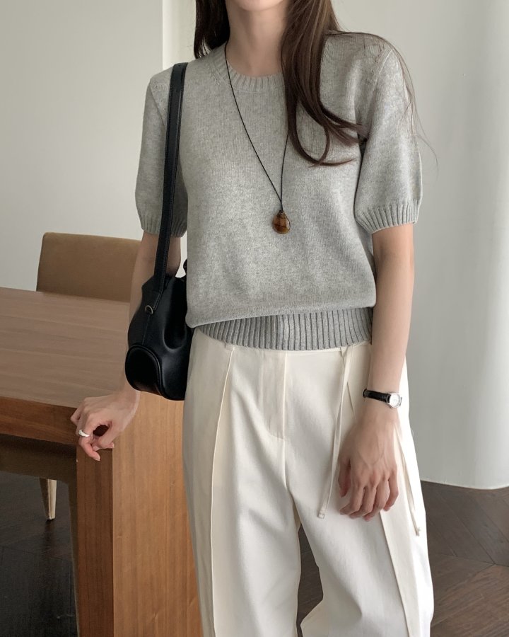Something Else - Korean Women Fashion - #womensfashion - Eddie Cotton Short Sleeve Knit - 8