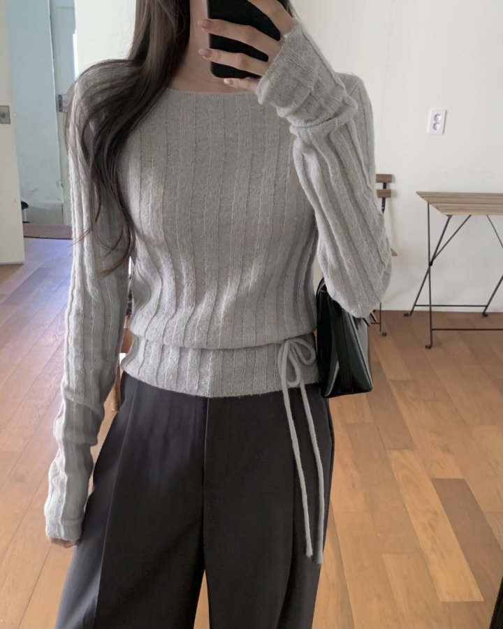 Something Else - Korean Women Fashion - #momslook - Odd Mohair String Knit - 4