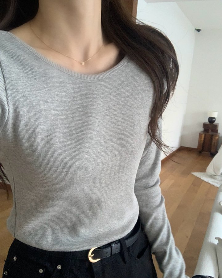 Something Else - Korean Women Fashion - #womensfashion - Salt Ribbed U-Neck Tee