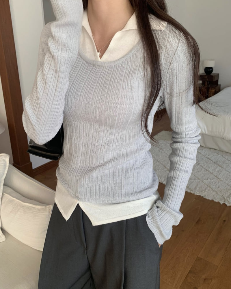 Something Else - Korean Women Fashion - #womensfashion - Merci Contrast Collar Knit - 12