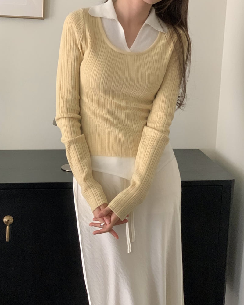 Something Else - Korean Women Fashion - #womensfashion - Merci Contrast Collar Knit - 2