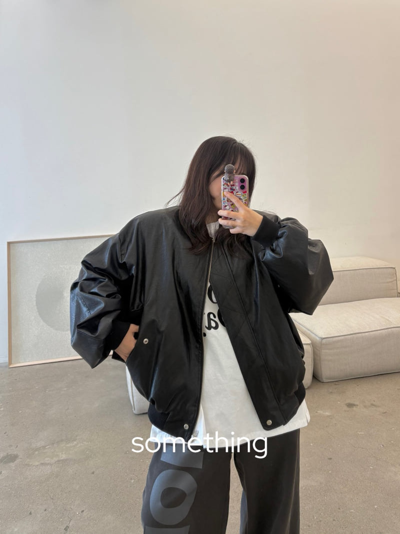 Something - Korean Women Fashion - #momslook - Park Leather Flight Jacket - 2