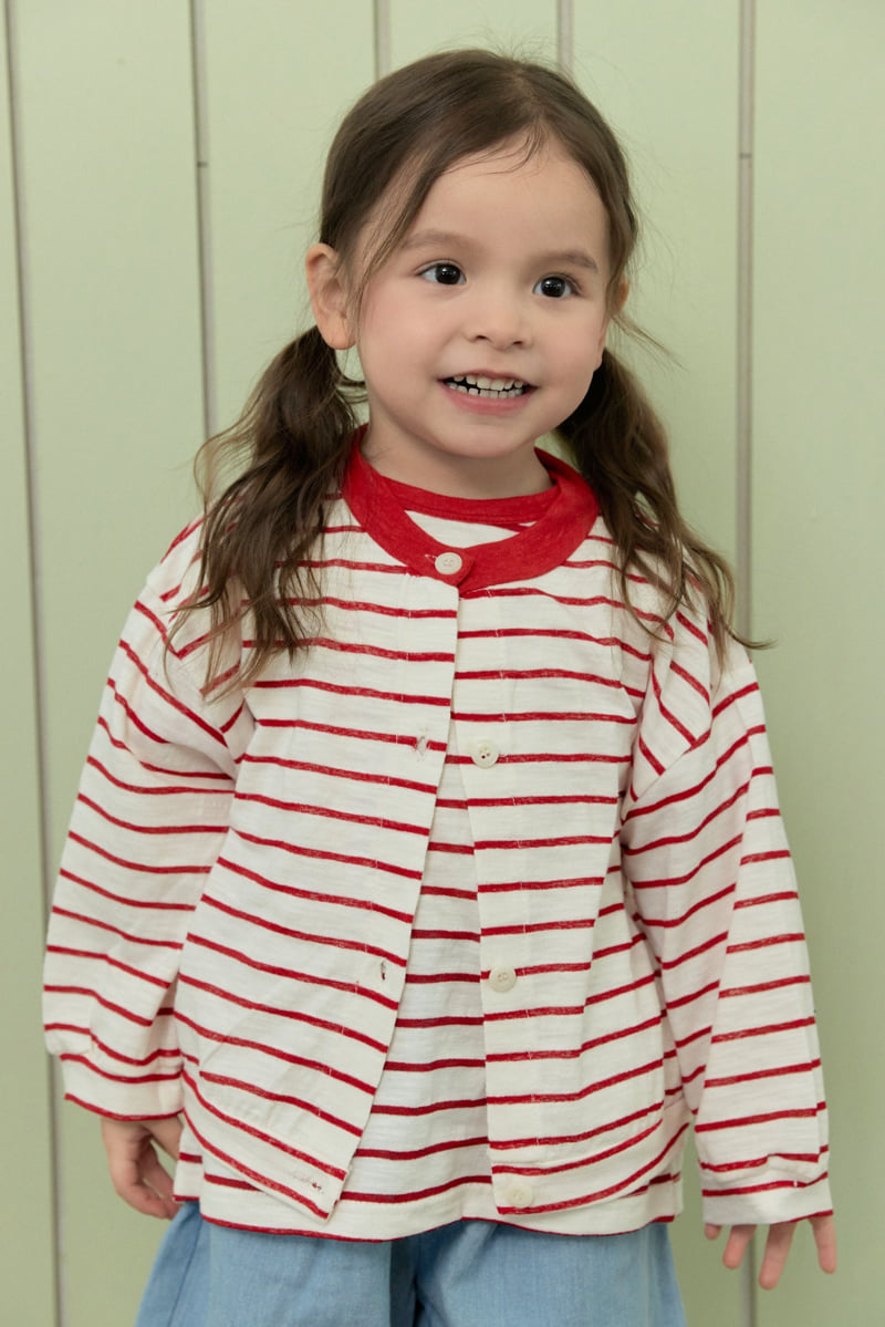 Stella & K - Korean Children Fashion - #stylishchildhood - Stripe Short Cardigan - 2