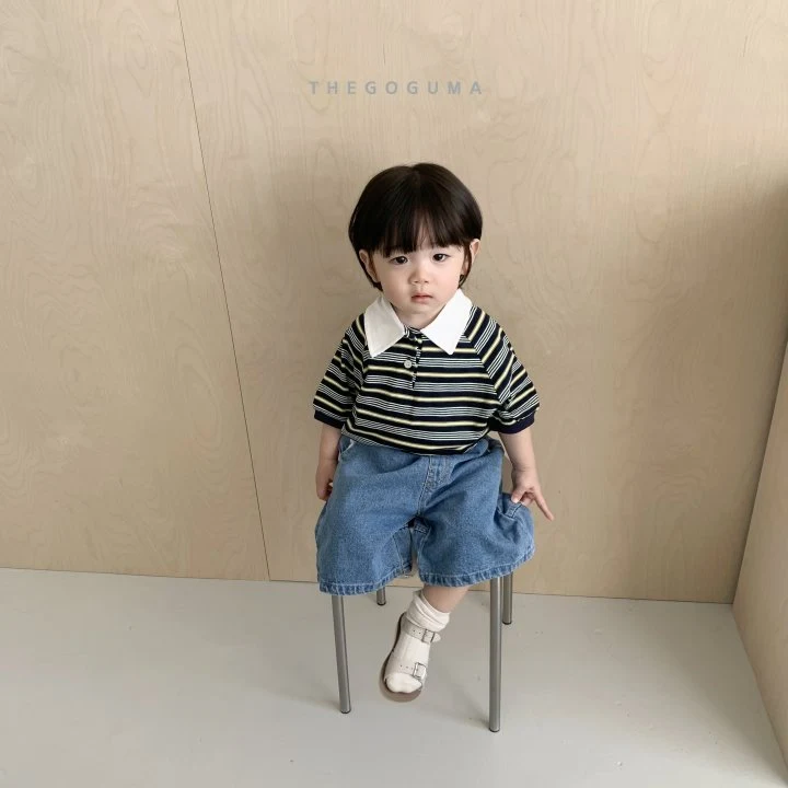 Thegoguma - Korean Children Fashion - #Kfashion4kids - Pongpong Stripe Collar Tee - 5