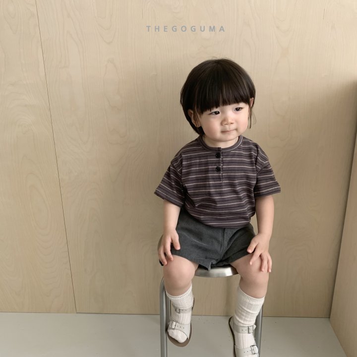 Thegoguma - Korean Children Fashion - #childrensboutique - Miu Stripe Button Tee - 5